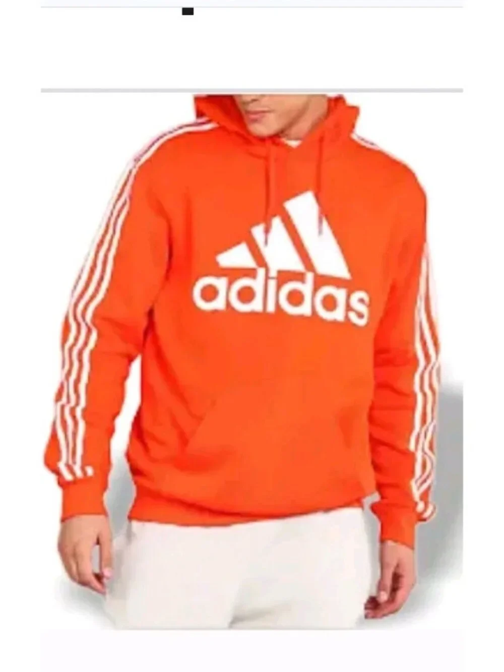 adidas Men’s Men Essential Badge of Sport Fleece Orange Hoodie Size 2XL